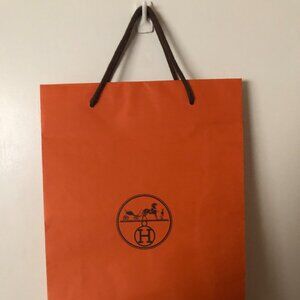 HERMES 11x16.5x4 Orange Paper Shopping Bag